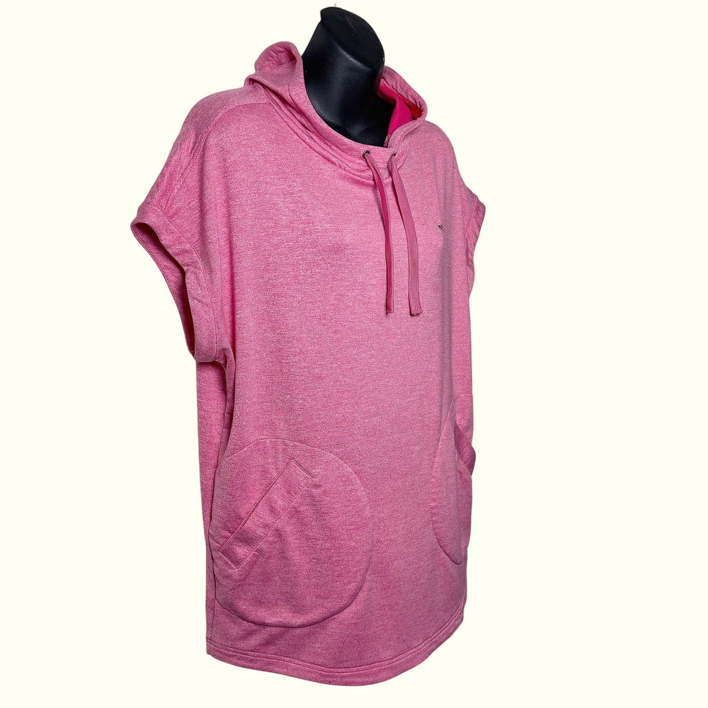 Merrell Women Pink Heathered Short Sleeve Swallowtail Hoodie Pullover Pockets Lg - Picture 10 of 15